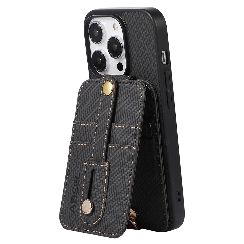 ABEEL Style 02 For iPhone 14 Pro Max Kickstand Cover with RFID Blocking Card Holder Carbon Fiber Texture PU Leather TPU Phone Case ABEEL Style 02 For iPhone 14 Pro Max Kickstand Cover with RFID Blocking Card Holder Carbon Fiber Texture PU Leather TPU Phone Case